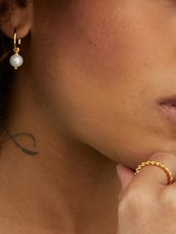 Auree Manhattan Pearl Hoop Earrings, Gold - view 2, Gold