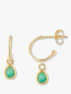 Auree Hampton Gold Vermeil Hoop Earrings, Gold/Emerald