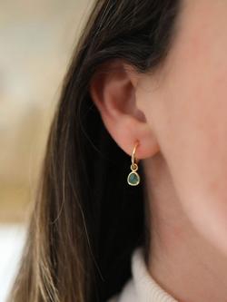 Auree Hampton Gold Vermeil Hoop Earrings - view 2, Gold/Emerald
