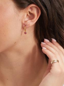 Auree Hampton Gold Vermeil Hoop Earrings - view 2, Gold/Ruby