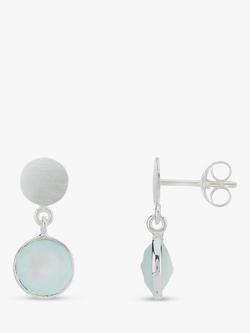 Auree Salina Aqua Chalcedony Drop Earrings, Silver, Blue Aqua