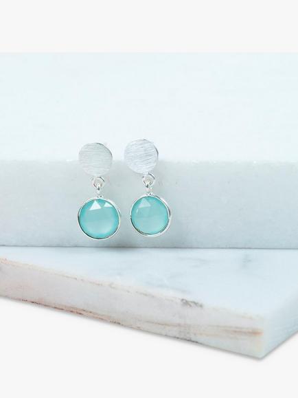 Auree Salina Aqua Chalcedony Drop Earrings, Silver - view 2, Blue Aqua