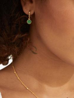 Auree Barcelona Birthstone Gold Vermeil Drop Earrings - view 2, Chrysoprase - May