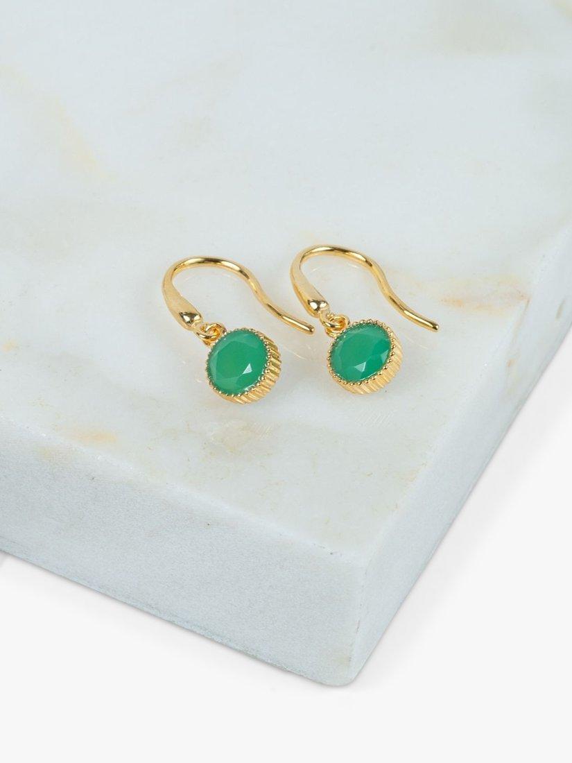 Product image 3 of 4, which shows Auree Barcelona Birthstone Gold Vermeil Drop Earrings, Chrysoprase - May