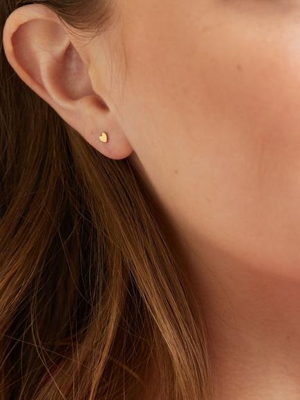 Auree Verona Full Heart Stud Earrings - view 2, Gold