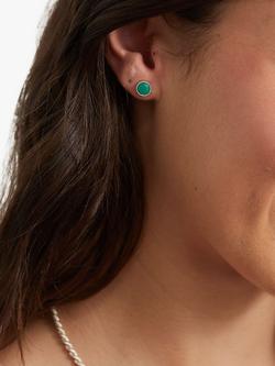 Auree Barcelona Birthstone Sterling Silver Stud Earrings - view 2, Chrysoprase - May