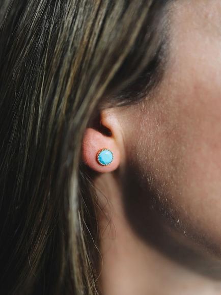 Auree Barcelona Birthstone Gold Vermeil Stud Earrings - view 2, Turqouise - December