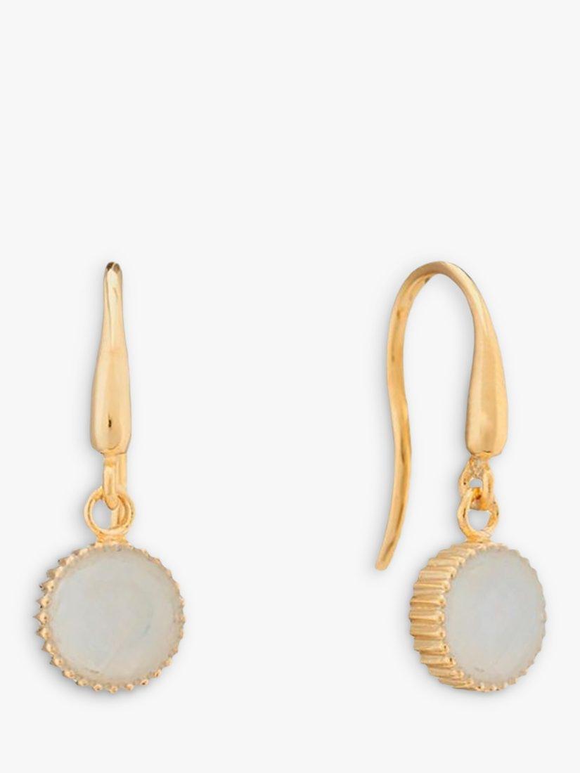 Product image 1 of 4, which shows Auree Barcelona Birthstone Gold Vermeil Drop Earrings, Moonstone - June