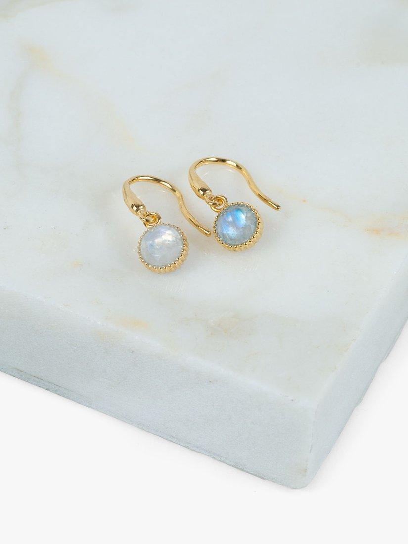 Product image 3 of 4, which shows Auree Barcelona Birthstone Gold Vermeil Drop Earrings, Moonstone - June