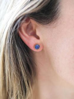 Auree Barcelona Birthstone Gold Vermeil Stud Earrings - view 2, Lapis Lazuli - September