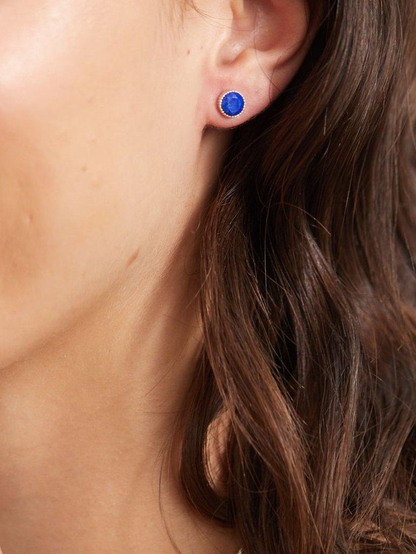 Product image 2 of 4, which shows Auree Barcelona Birthstone Sterling Silver Stud Earrings, Lapis Lazuli - September