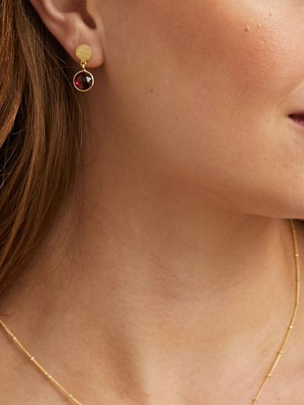 Auree Salina Garnet Drop Earrings, Gold - view 2, Gold