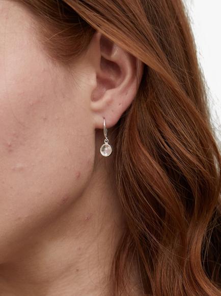 Auree Barcelona Birthstone Sterling Silver Drop Earrings - view 2, Crystal - April