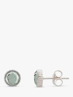 Auree Barcelona Birthstone Sterling Silver Stud Earrings, Green Amethyst - August