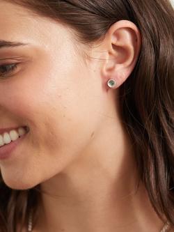 Auree Barcelona Birthstone Sterling Silver Stud Earrings - view 2, Green Amethyst - August