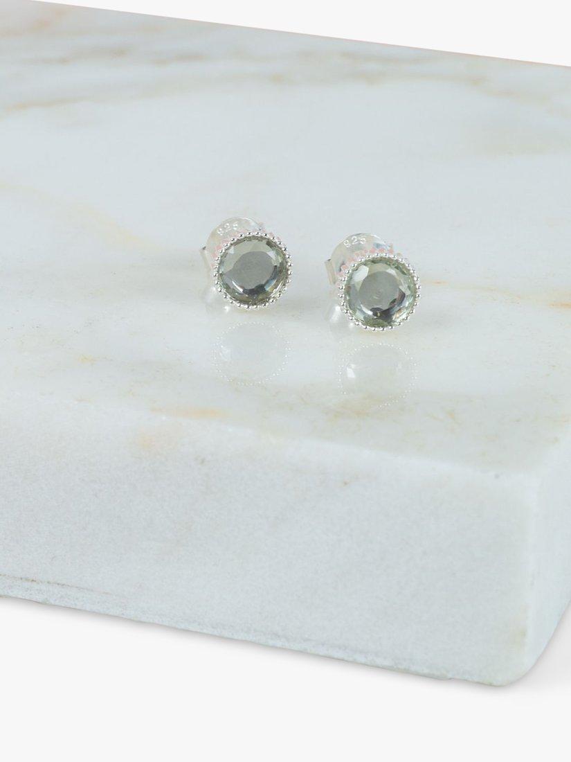 Product image 3 of 4, which shows Auree Barcelona Birthstone Sterling Silver Stud Earrings, Green Amethyst - August