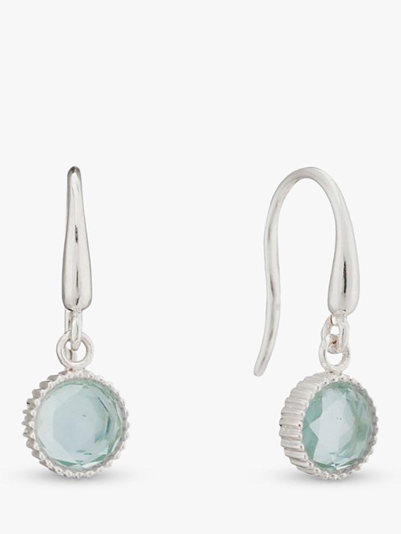 Product image 1 of 4, which shows Auree Barcelona Birthstone Sterling Silver Drop Earrings,Blue Topaz - March