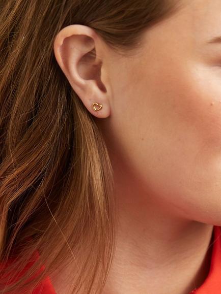 Auree Verona Love Heart Stud Earrings - view 2, Gold