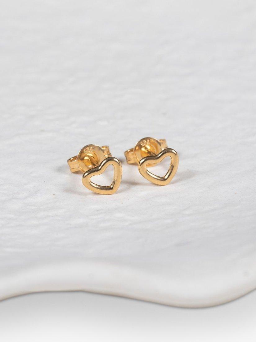 Product image 3 of 4, which shows Auree Verona Love Heart Stud Earrings, Gold