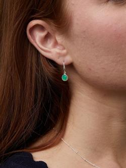 Auree Barcelona Birthstone Sterling Silver Drop Earrings - view 2, Chrysoprase - May