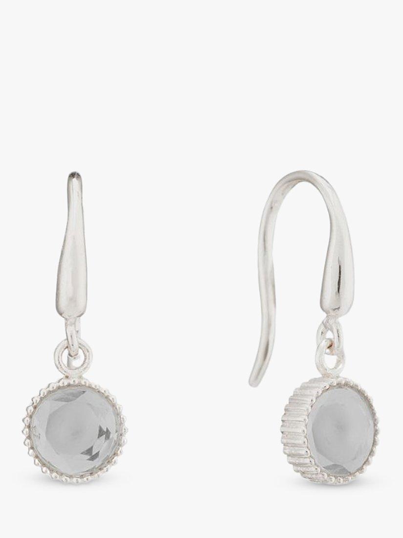 Product image 1 of 4, which shows Auree Barcelona Birthstone Sterling Silver Drop Earrings, Green Amethyst - August