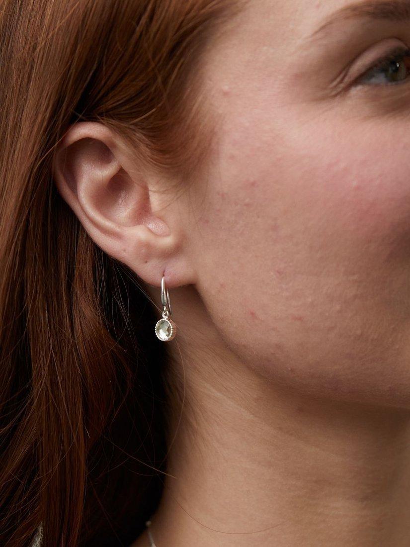 Product image 2 of 4, which shows Auree Barcelona Birthstone Sterling Silver Drop Earrings, Green Amethyst - August