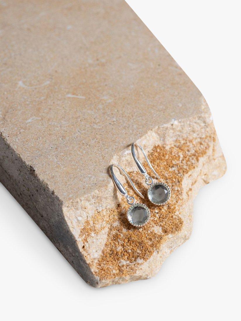Product image 3 of 4, which shows Auree Barcelona Birthstone Sterling Silver Drop Earrings, Green Amethyst - August