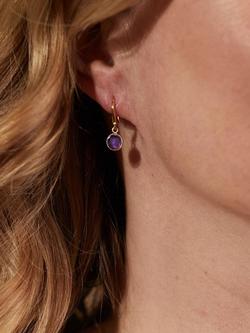 Auree Barcelona Birthstone Gold Vermeil Drop Earrings - view 2, Amethyst - February