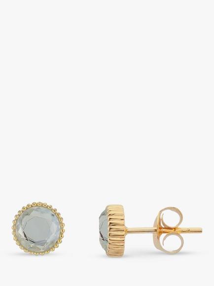 Auree Barcelona Birthstone Gold Vermeil Stud Earrings, Crystal - April