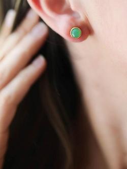 Auree Barcelona Birthstone Gold Vermeil Stud Earrings - view 2, Chrysoprase - May