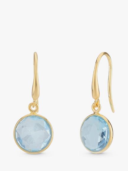 Auree Antibes Blue Topaz Drop Earrings, Gold, Gold