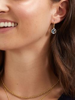 Auree Antibes Blue Topaz Drop Earrings, Gold - view 2, Gold