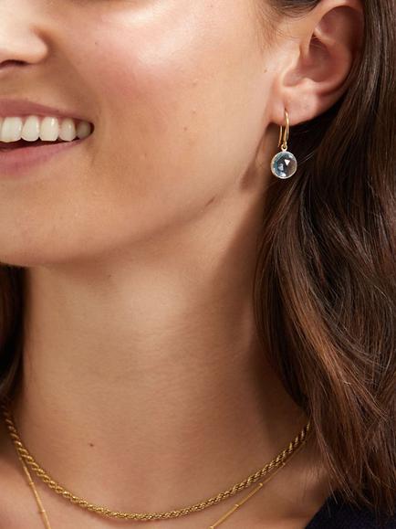 Auree Antibes Blue Topaz Drop Earrings, Gold - view 2, Gold