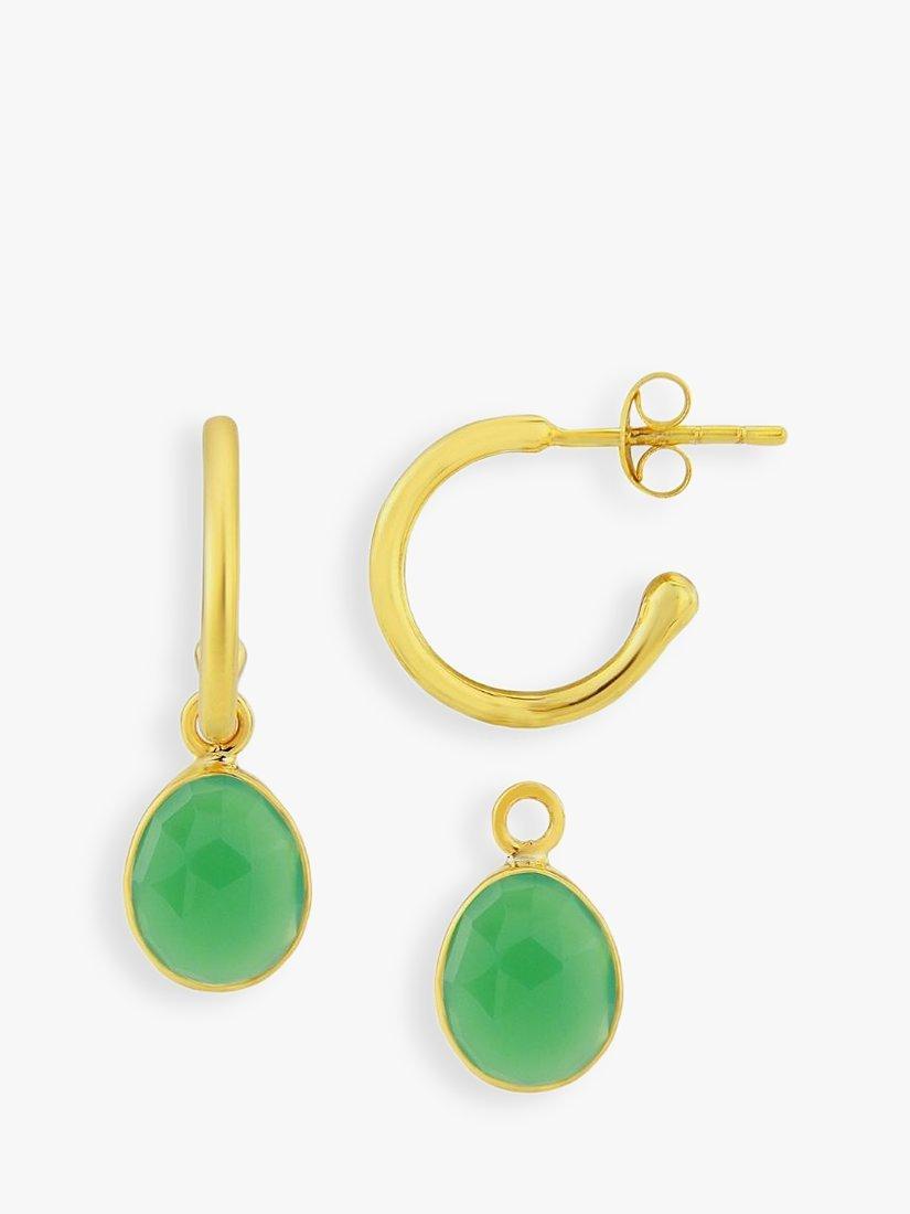 Product image 1 of 4, which shows Auree Manhattan Chrysoprase Hoop Earrings, Gold