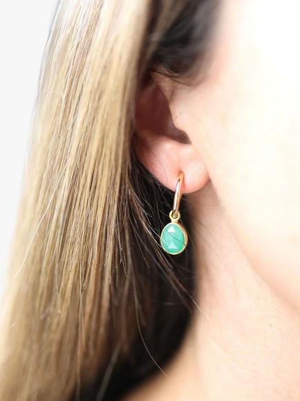 Auree Manhattan Chrysoprase Hoop Earrings, Gold - view 2, Gold