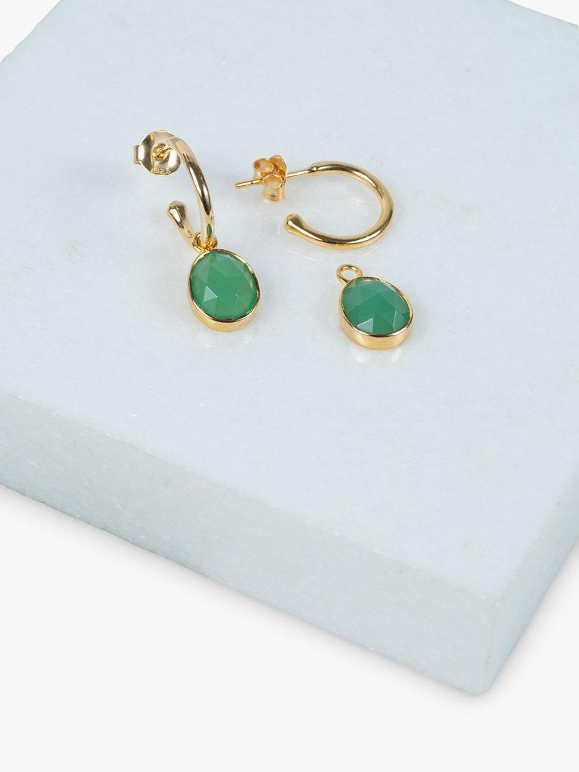 Product image 3 of 4, which shows Auree Manhattan Chrysoprase Hoop Earrings, Gold