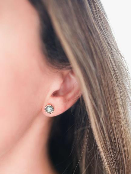 Auree Savanne Labradorite Stud Earrings, Gold - view 2, Gold