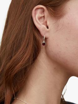 Auree Barcelona Birthstone Sterling Silver Drop Earrings - view 2, Garnet - January