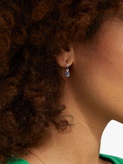 Auree Hampton Sapphire Drop Mini Hoop Earrings, Silver/Blue - view 2, Silver/Blue