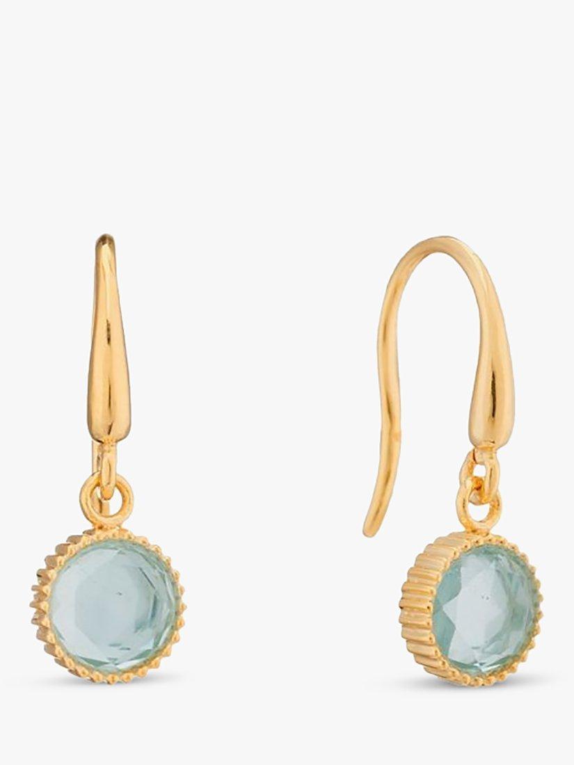 Product image 1 of 4, which shows Auree Barcelona Birthstone Gold Vermeil Drop Earrings, Blue Topaz - March