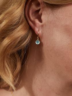 Auree Barcelona Birthstone Gold Vermeil Drop Earrings - view 2, Blue Topaz - March