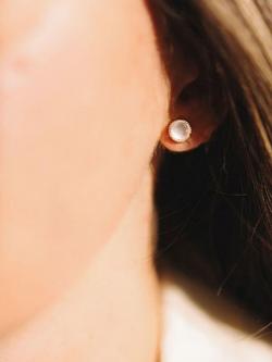 Auree Barcelona Birthstone Gold Vermeil Stud Earrings - view 2, Rose Quartz - October