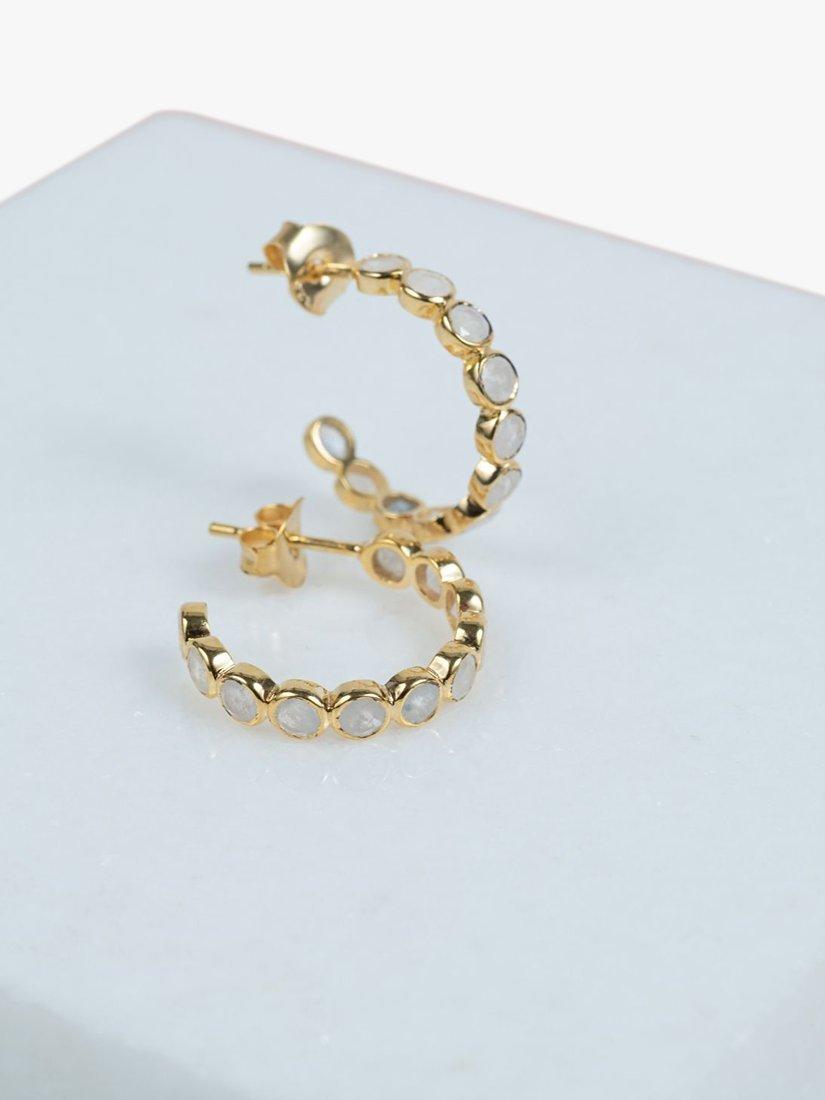 Product image 3 of 4, which shows Auree Ortigia Gold Vermeil Hoop Earrings, Gold/White