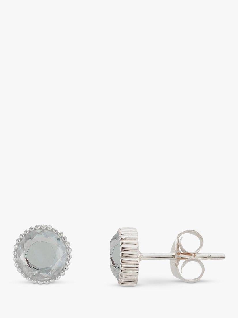 Product image 1 of 4, which shows Auree Barcelona Birthstone Sterling Silver Stud Earrings, Crystal - April