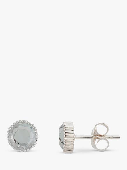 Auree Barcelona Birthstone Sterling Silver Stud Earrings, Crystal - April