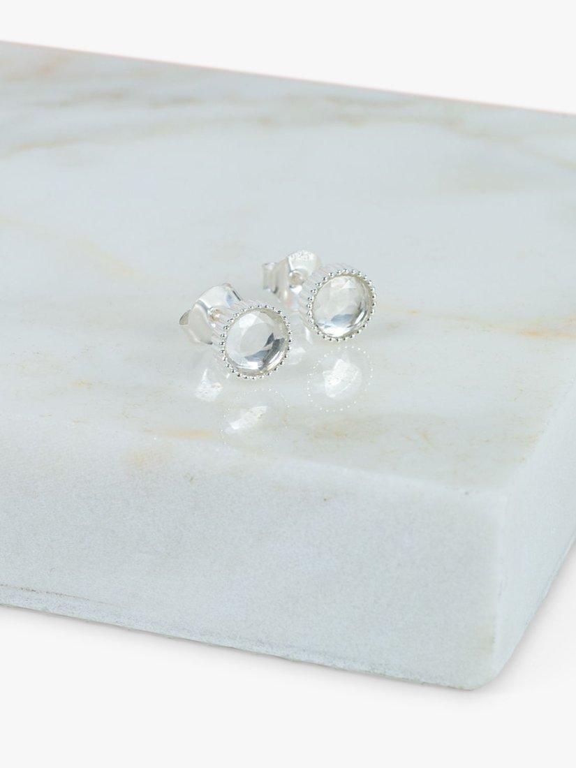 Product image 3 of 4, which shows Auree Barcelona Birthstone Sterling Silver Stud Earrings, Crystal - April