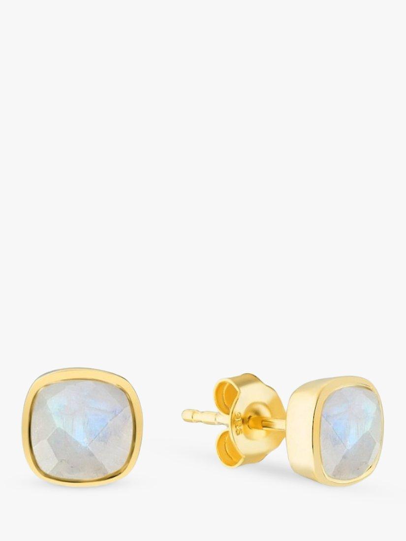 Product image 1 of 4, which shows Auree Brooklyn Semi-Precious Gemstone Stud Earrings, Gold/White