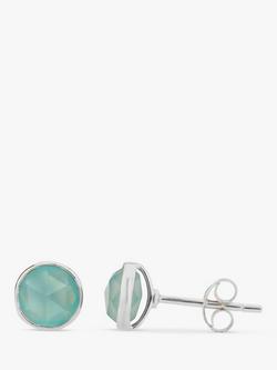 Auree Savanne Aqua Chalcedony Stud Earrings, Silver, Silver
