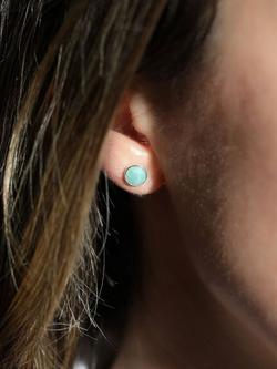 Auree Savanne Amazonite Stud Earrings, Silver - view 2, Silver