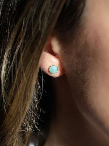 Auree Savanne Amazonite Stud Earrings, Silver - view 2, Silver